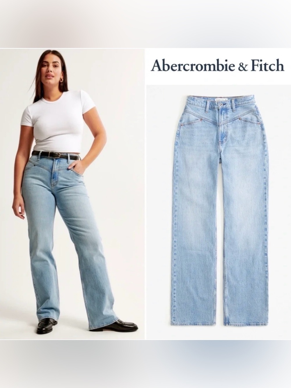 Abercrombie & Fitch Light Blue Straight Leg Jeans - Picture 3 of 6